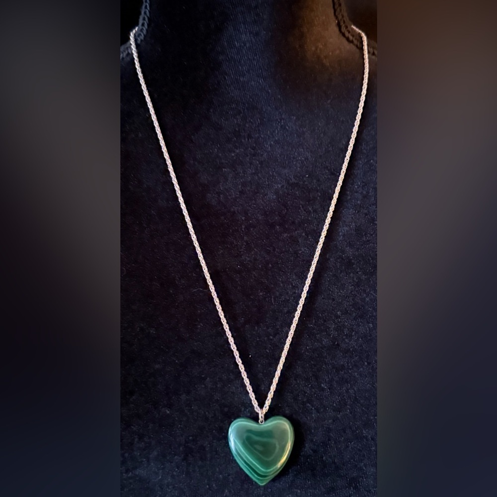 Agate Pendant with Silver-Tone Chain